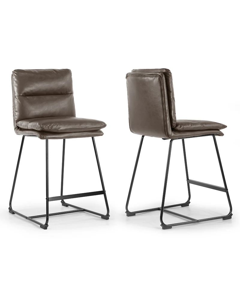 Glamour Home 26.5" Aulani Iron, Polyester Counter Height Stool, Set of 2