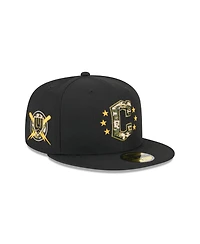 New Era Men's Black Cleveland Guardians 2024 Armed Forces Day On-Field 59FIFTY Fitted Hat