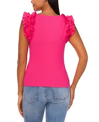 CeCe Women's Ruffle Sleeveless Rib Knit Tank Top
