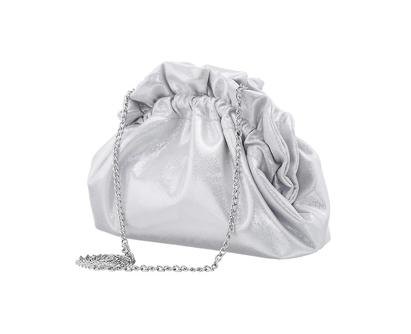 Nina Metallic Gathered Crossbody Pouch Bag
