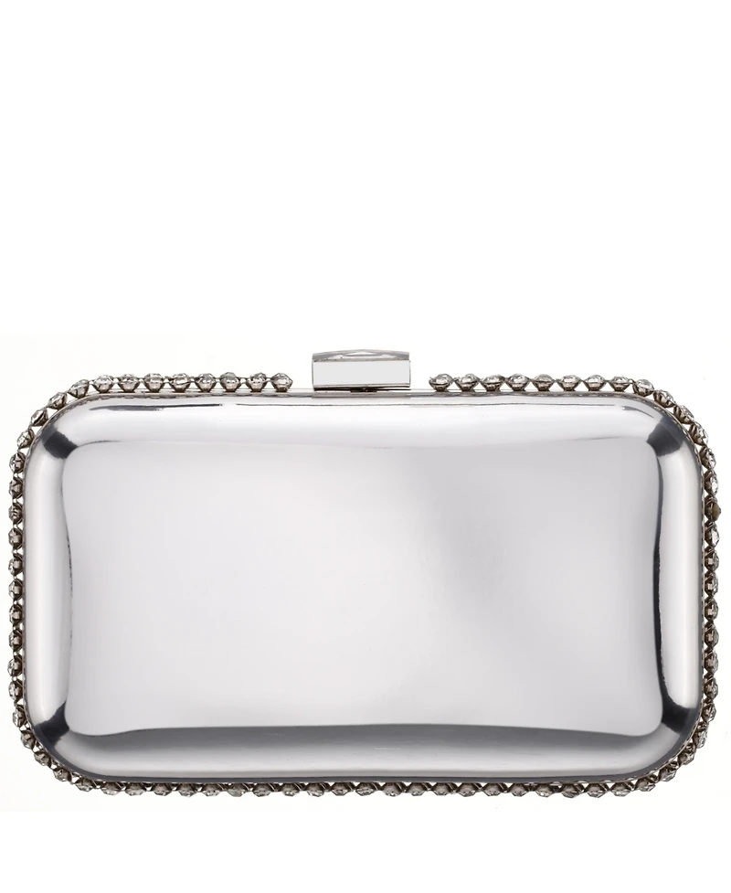 Nina Metallic Minaudiere with Cystal Adorned Edge