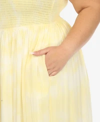 White Mark Plus Smocked Ruffle Maxi Dress