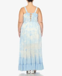 White Mark Plus Smocked Ruffle Maxi Dress