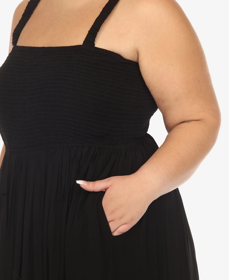 White Mark Plus Smocked Ruffle Maxi Dress