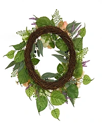 National Tree Company 24 Rose and Peony Flowers Wreath