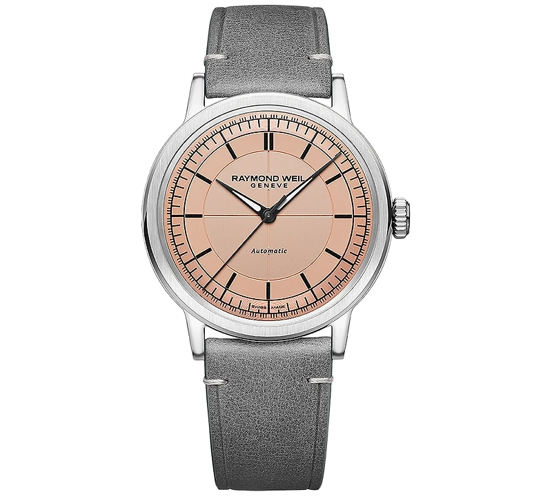 Raymond Weil Men's Swiss Automatic Millesime Gray Leather Strap Watch 40mm