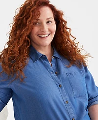 Style & Co Plus Chambray Shirt, Exclusively at Macy's