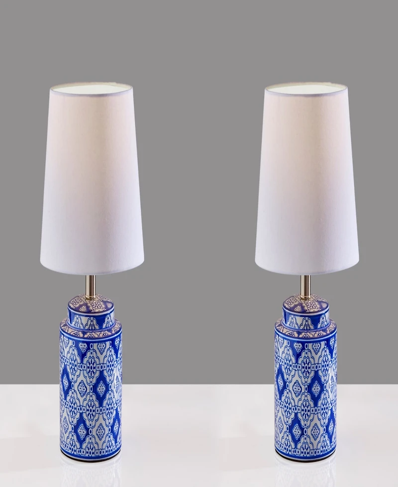 Adesso 17" Ceramic Polly Set of 2 Table Lamps