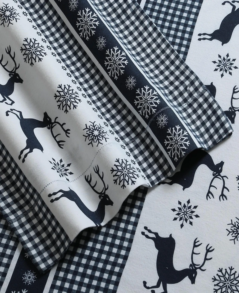 Tribeca Living Holiday Print Heavyweight Flannel Extra Deep Pocket Sheet Set, Full