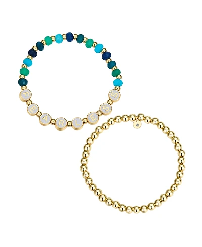 Unwritten Multi Blue Quartz Fearless Stone and Beaded Stretch Bracelet Set