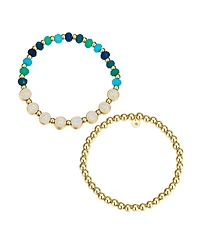 Unwritten Multi Blue Quartz Fearless Stone and Beaded Stretch Bracelet Set