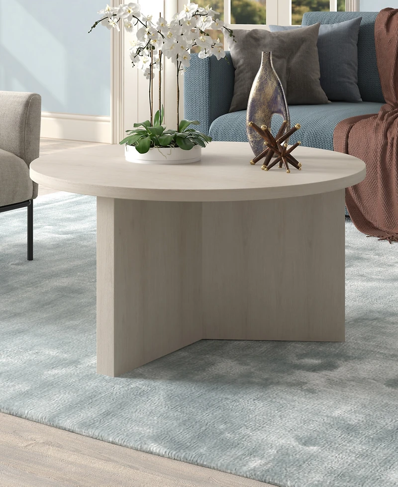 Hudson & Canal Anders 32" Wide Round Coffee Table in Alder White