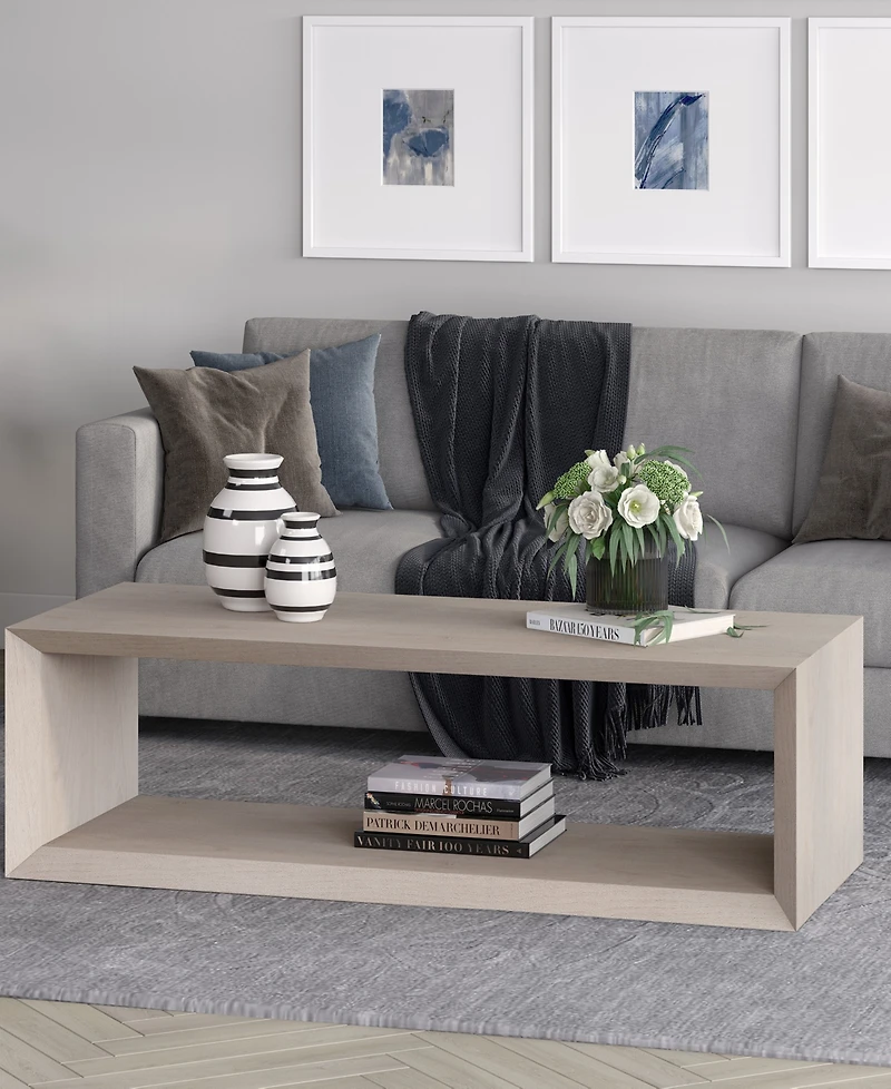 Hudson & Canal Osmond 58" Wide Rectangular Coffee Table in Alder White