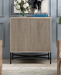 Hudson & Canal Brighton 28" Wide Rectangular Accent Cabinet in Antiqued Gray Oak