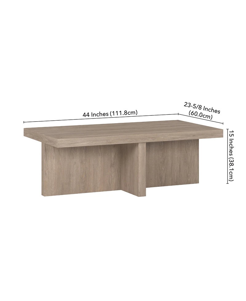 Hudson & Canal Elna 44" Wide Rectangular Coffee Table in Antiqued Gray Oak