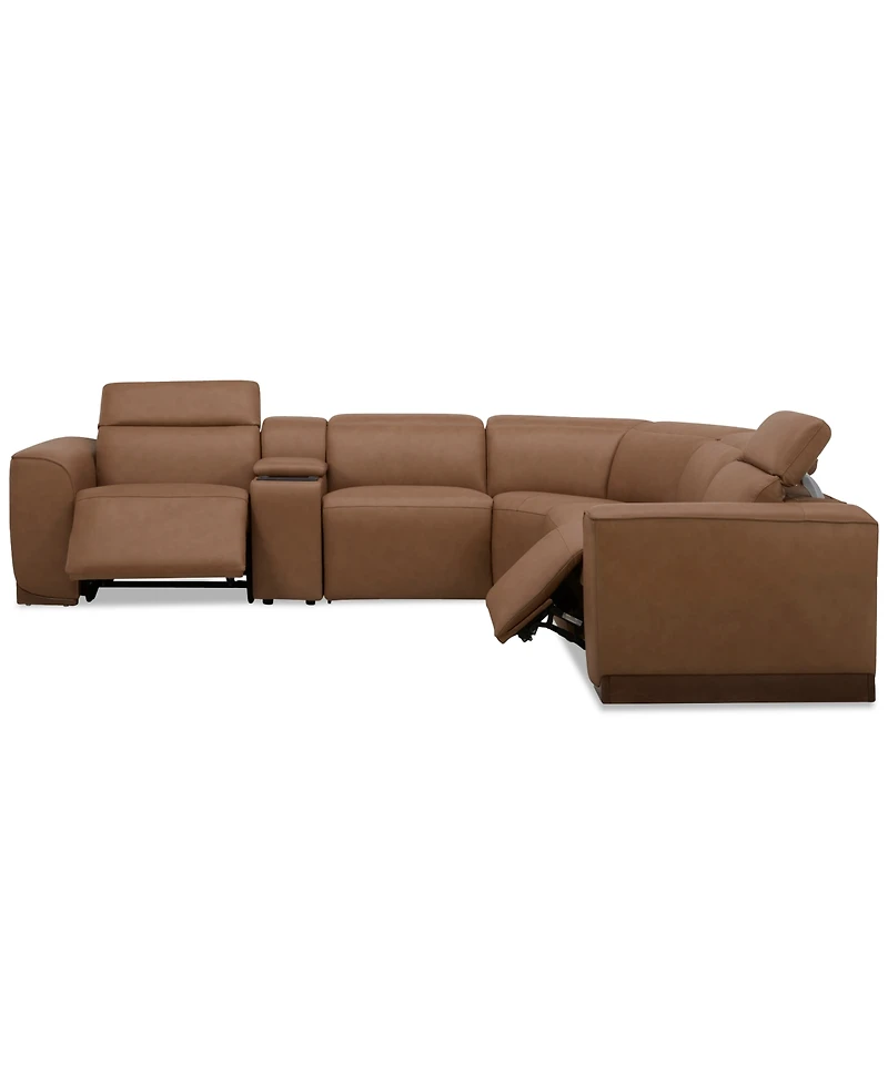 Lovro -Pc. Leather Sectional with 2 Power Motion Chairs & 1 Console