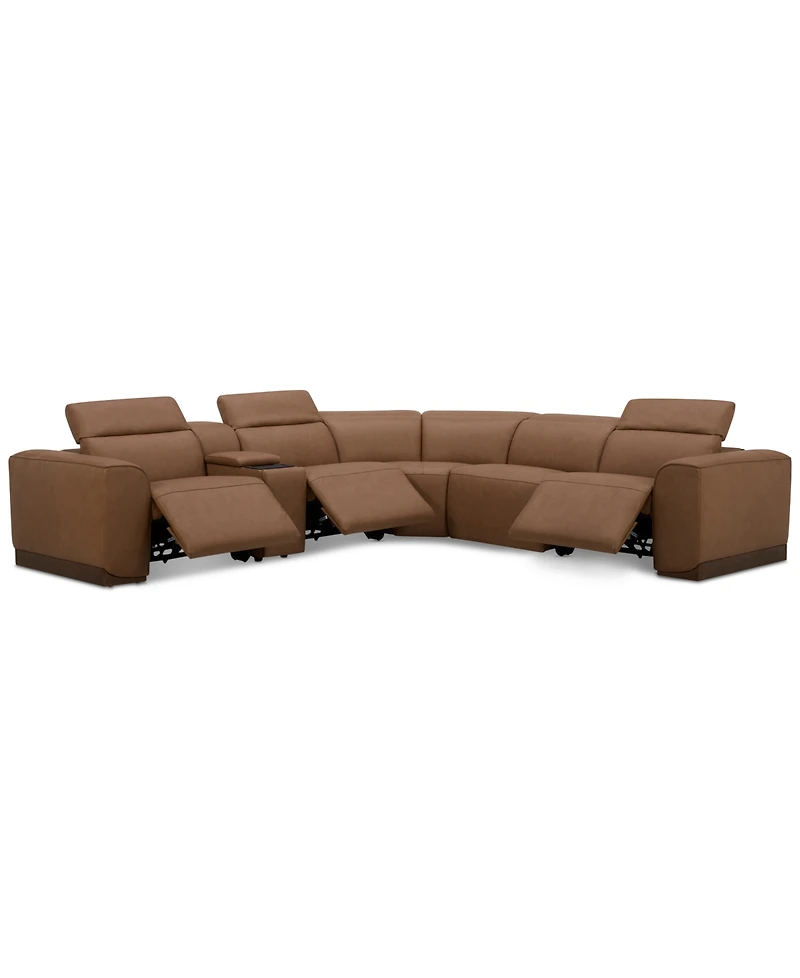 Lovro -Pc. Leather Sectional with Power Motion Chairs & 1 Console