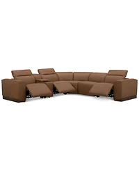 Lovro -Pc. Leather Sectional with Power Motion Chairs & 1 Console
