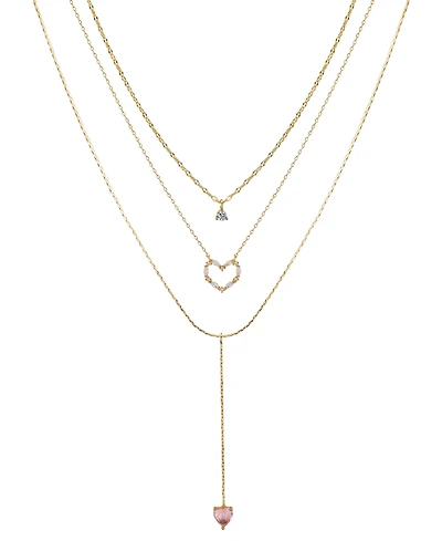 Unwritten Cubic Zirconia Heart Y-Neck Layered Necklace Set
