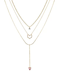 Unwritten Cubic Zirconia Heart Y-Neck Layered Necklace Set