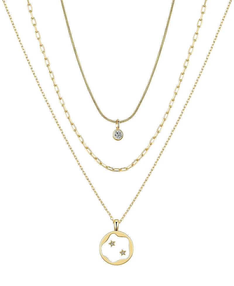 Unwritten Cubic Zirconia Star Paperclip Layered Necklace Set