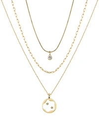Unwritten Cubic Zirconia Star Paperclip Layered Necklace Set