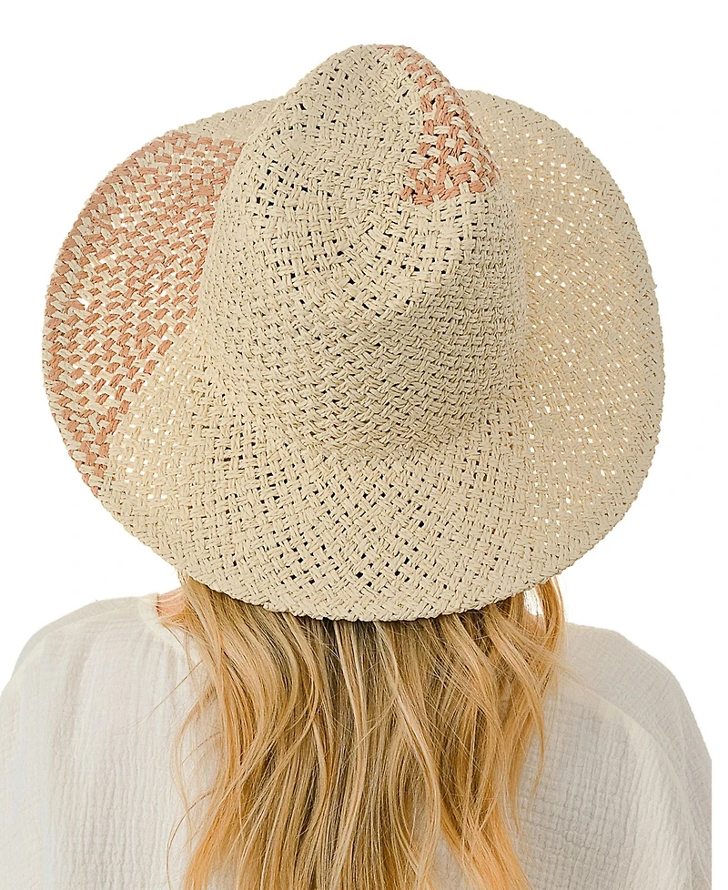 Marcus Adler Women's Straw Panama Hat with Color Detail