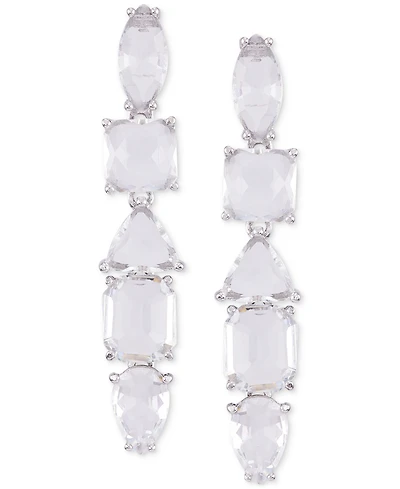 Guess Mixed Cut Crystal Linear Drop Earrings