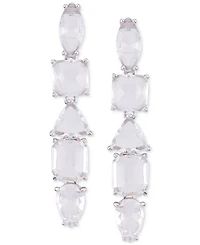 Guess Mixed Cut Crystal Linear Drop Earrings