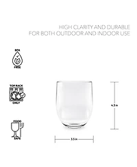 Stemless Goblet 12 Piece Set Drinkware Set 16oz., Service for 4
