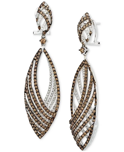 Le Vian Chocolate Diamond & Vanilla Diamond Openwork Navette Drop Earrings (4-5/8 ct. t.w.) in 14k White Gold