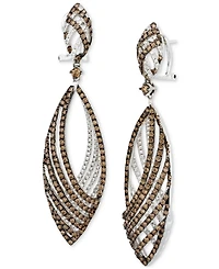 Le Vian Chocolate Diamond & Vanilla Diamond Openwork Navette Drop Earrings (4-5/8 ct. t.w.) in 14k White Gold