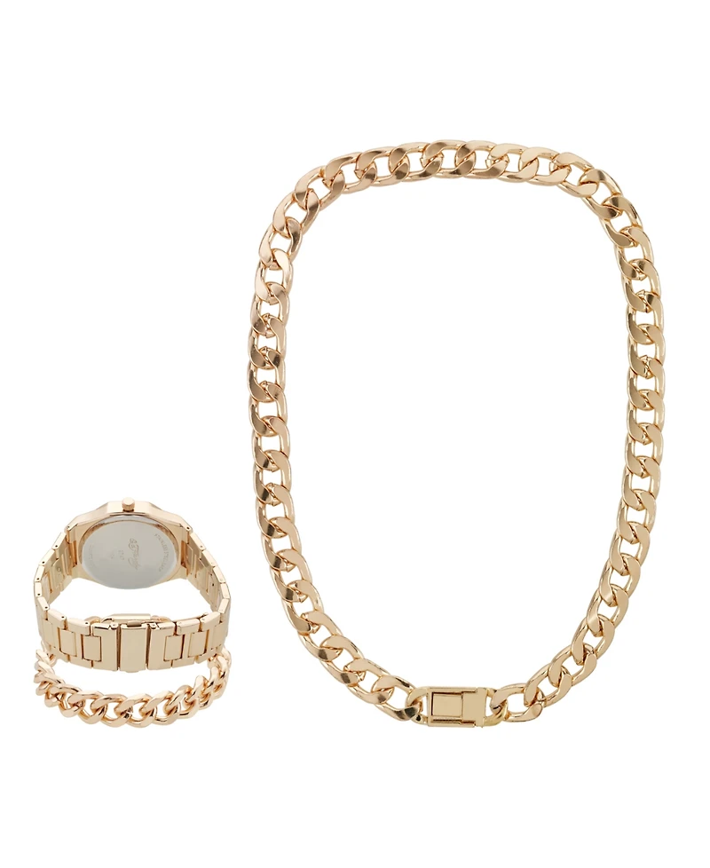 Ed Hardy Men's Shiny Gold-Tone Metal Bracelet Watch 42mm Gift Set