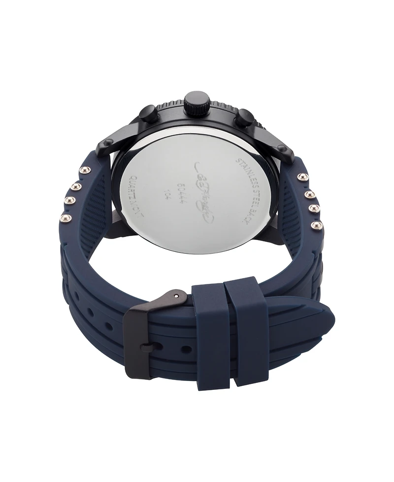 Ed Hardy Men's Navy Silicone Strap Watch 48mm