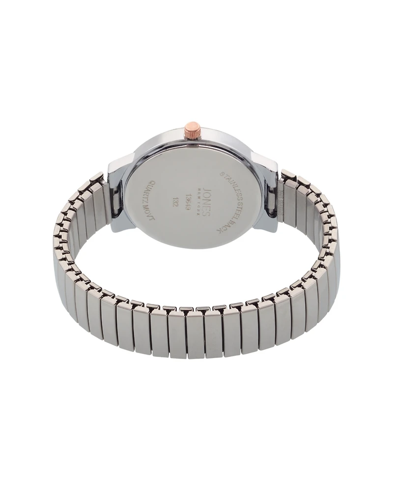 Jones New York Women's Genuine Diamond White Dial Silver-Tone Metal Narrow Bracelet Analog Watch 28mm