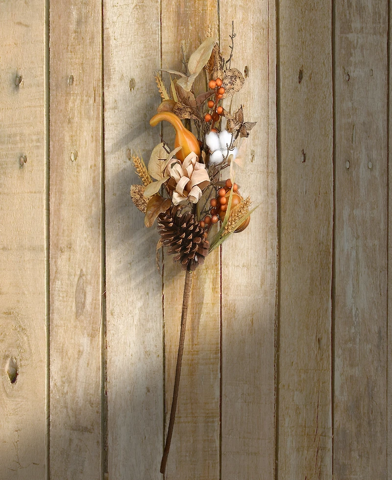 National Tree Company 28" Artificial Autumn Bouquet, Set of Two, Decorated with Gourds, Berry Clusters, Pinecones, Assorted Leaves, Autumn Collection