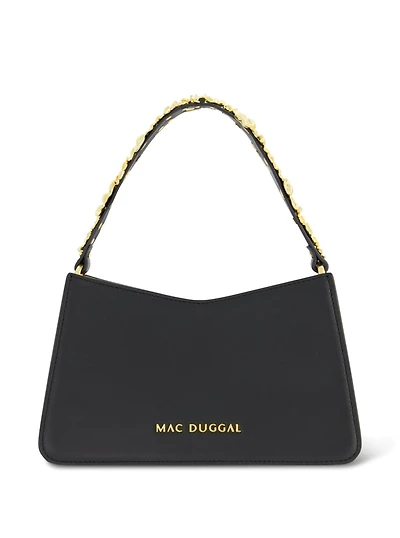 Gold Floral Strap Nappa Leather Shoulder Bag