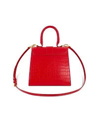 Crocodile Leather Buckle Detail Medium Handbag