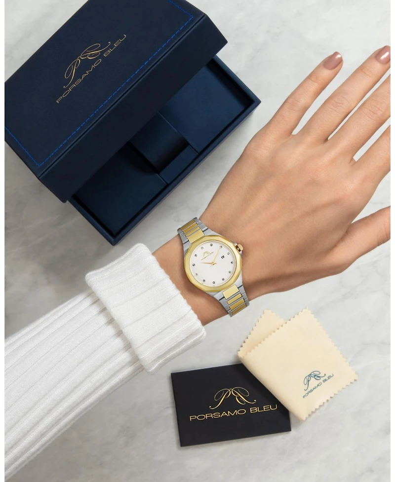 Victoria Stainless Steel Two Tone & White Women's Watch 1242CVIS