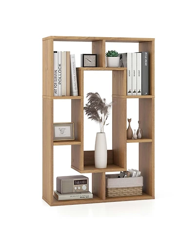 7-Cube Geometric Bookshelf with Anti-Toppling Device Modern Open Bookcase