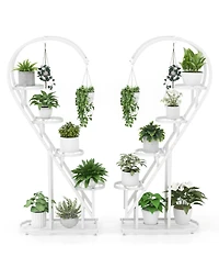 Costway 5 Tier Metal Plant Stand Heart-shaped Shelf with Hanging Hook for Multiple Plants