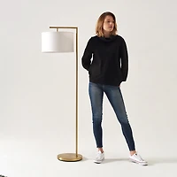 Brightech Montage Modern 60" Led Arc Floor Lamp with Fabric Drum Shade, Smart Plug Compatible, Bulb Included