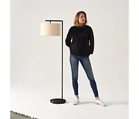 Brightech Montage Modern 60" Led Arc Floor Lamp with Fabric Drum Shade, Smart Plug Compatible, Bulb Included