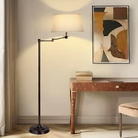 Caden 62" Led Modern Floor Lamp with Swing Arm & Drum Shade