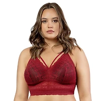 Parfait Women's Mia Wire-Free Padded Lace Bralette, Rio Red, 38B