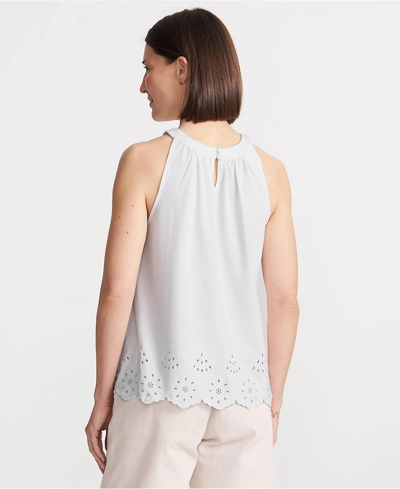Lands' End Women's Lightweight Jersey Eyelet Tank Top