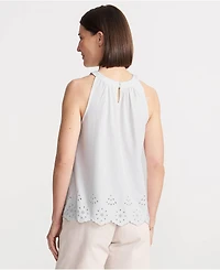 Lands' End Women's Lightweight Jersey Eyelet Tank Top
