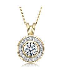 Modern Sterling Silver with Cubic Zirconia Round Bezel Pendant