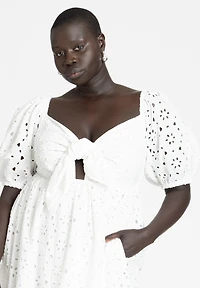 Eloquii Women's Plus Eyelet Tie Front Maxi Dress