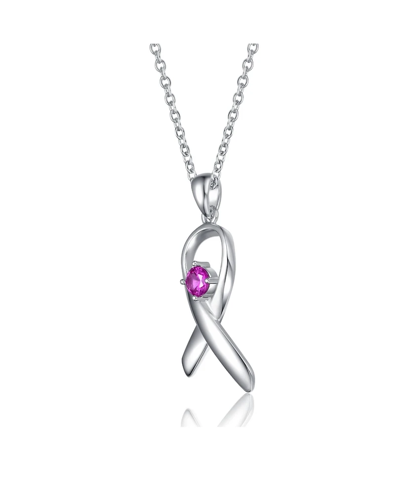 GiGiGirl Teens/Young Adults White Gold Plated Purple Stone in Infinity Pendant